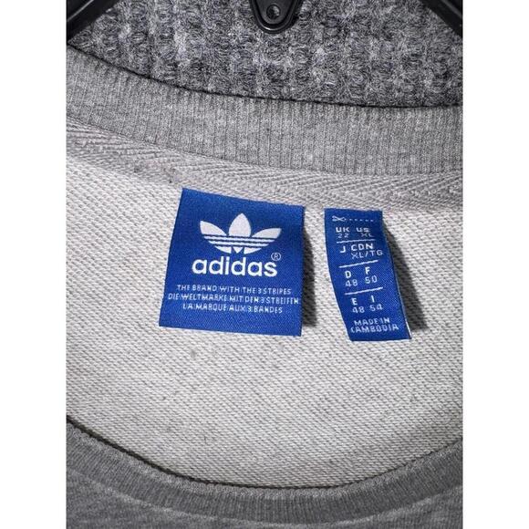 Adidas Sweatshirt Adult XL Gray Black Trefoil Logo Fleece Crewneck Streetwear - Picture 3 of 11